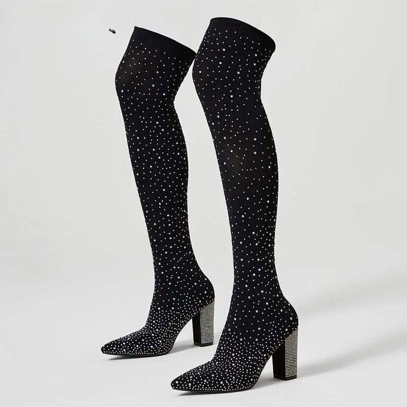 Ботфорты Aneikeh Crystal с ост – обзор и цена Knee High Sock Women